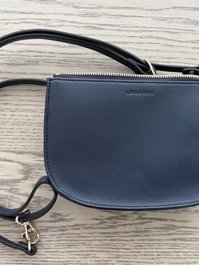 Lo & Sons Navy Blue Leather Crossbody Saddle Bag